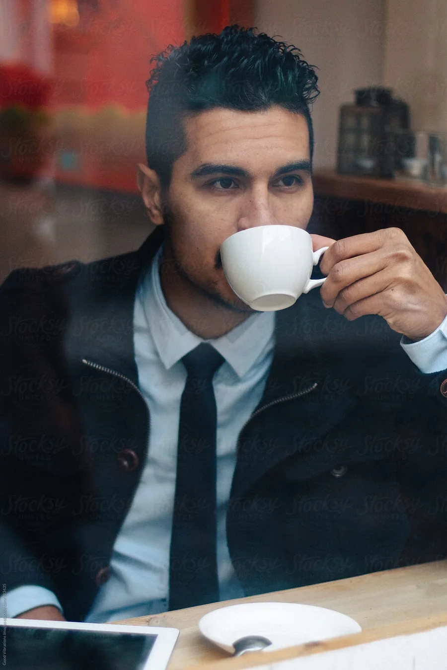 A focused moment with an espresso